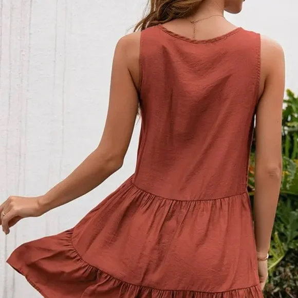 Boho Delicate Crochet Lace Sleeveless Mini Dress - Picture 2 of 4